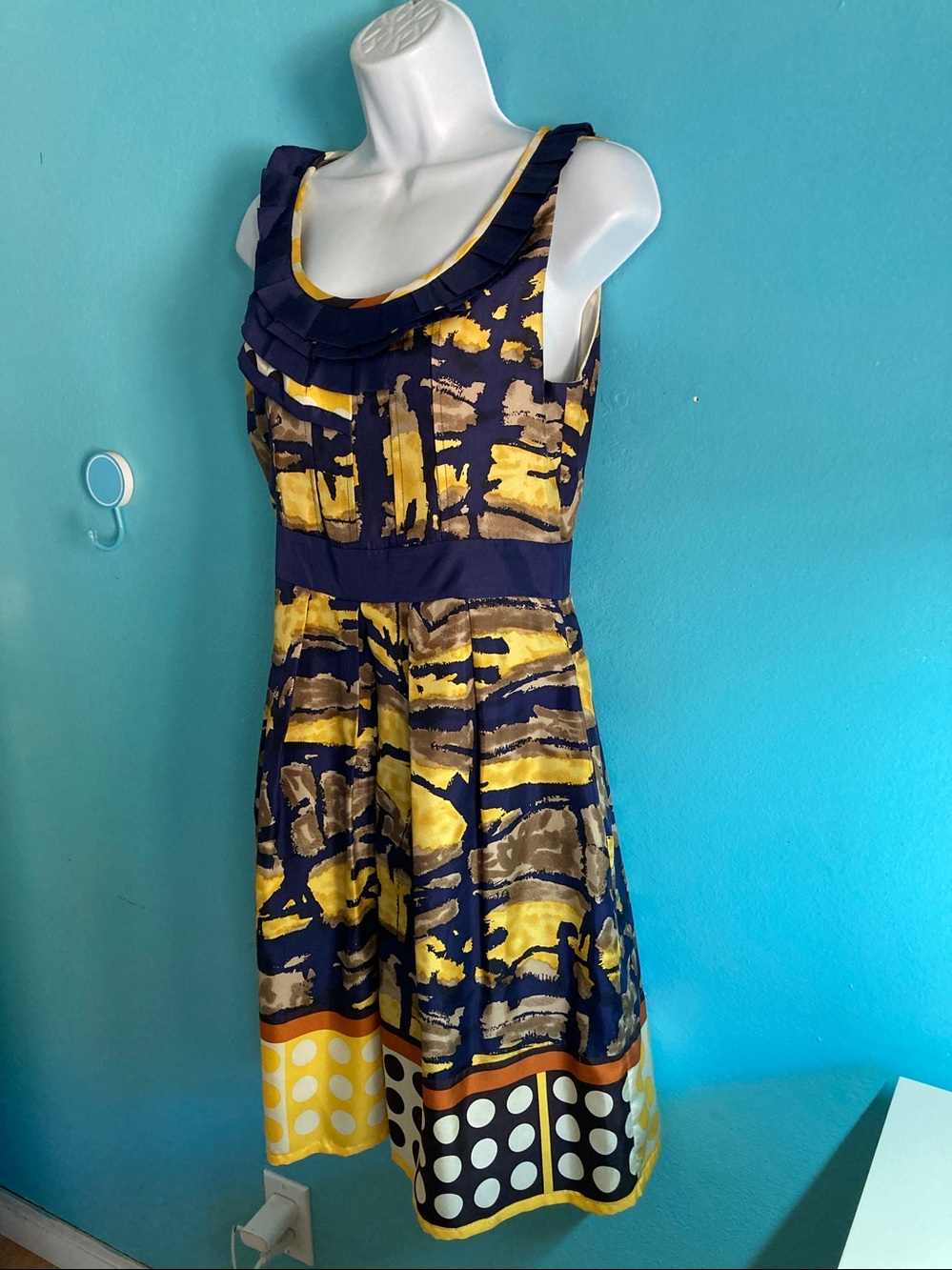 Anthropologie Yoana Baraschi Silk Dress Whimsigoth Blue Isla Dorada Mini 8